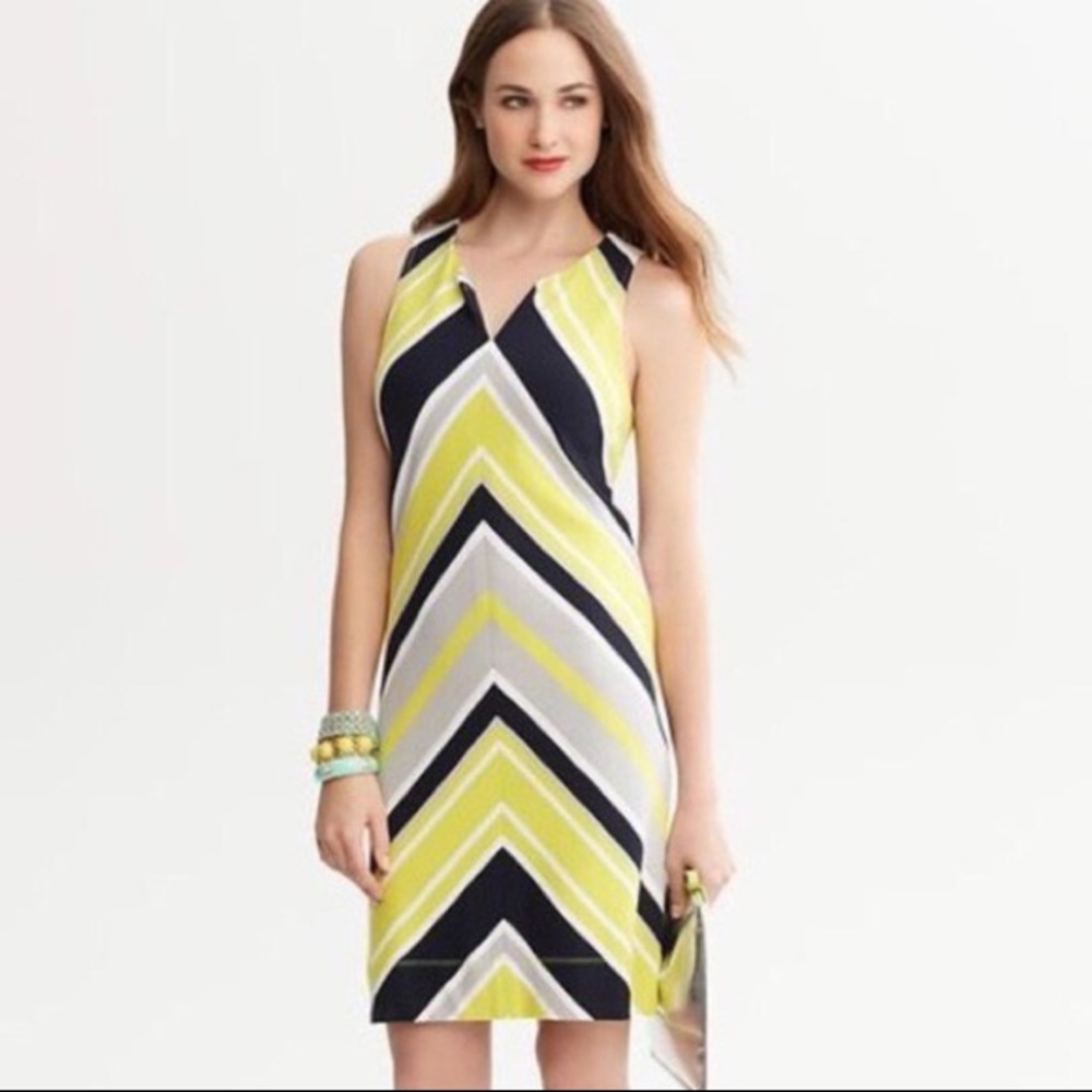 Banana Republic Milly Collection Striped Lime and Black Dress